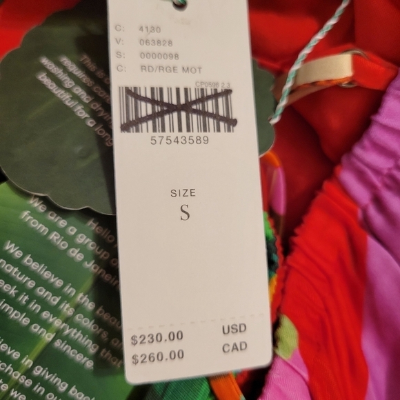 NWT Farm Rio Palila Fringed Red Tropical Sun Dress - Picture 9 of 9